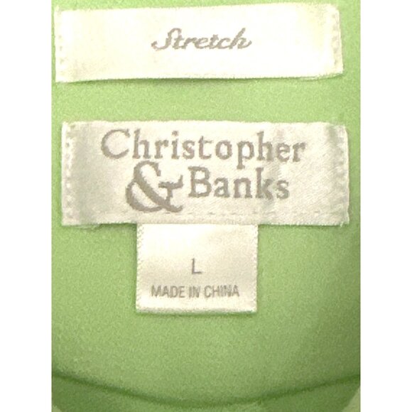 Christopher & Banks Lime Green Button Up Jacket Stretch Fabric Size L - Picture 5 of 9